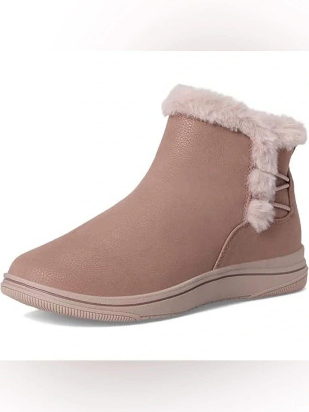 Clarks Women's Breeze Fur Round Toe Booties Mauve Pink Size 9.5M